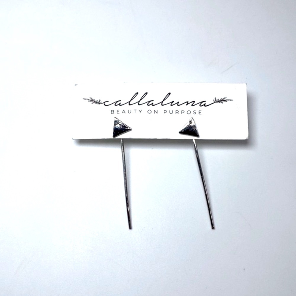 New with Tags Callaluna Long Hanging Silver Triangle Earrings
